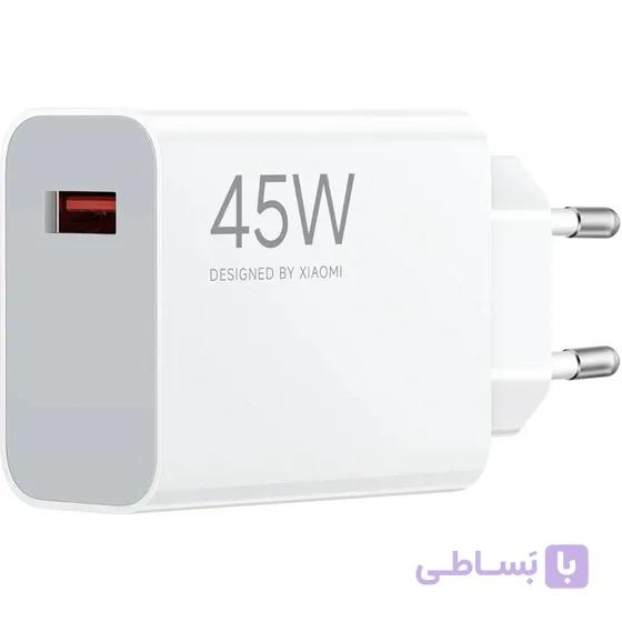 شارژر شیائومی 45 وات دو پین اصل سرکارتنی فوق سریع توربو ثانیه شمار