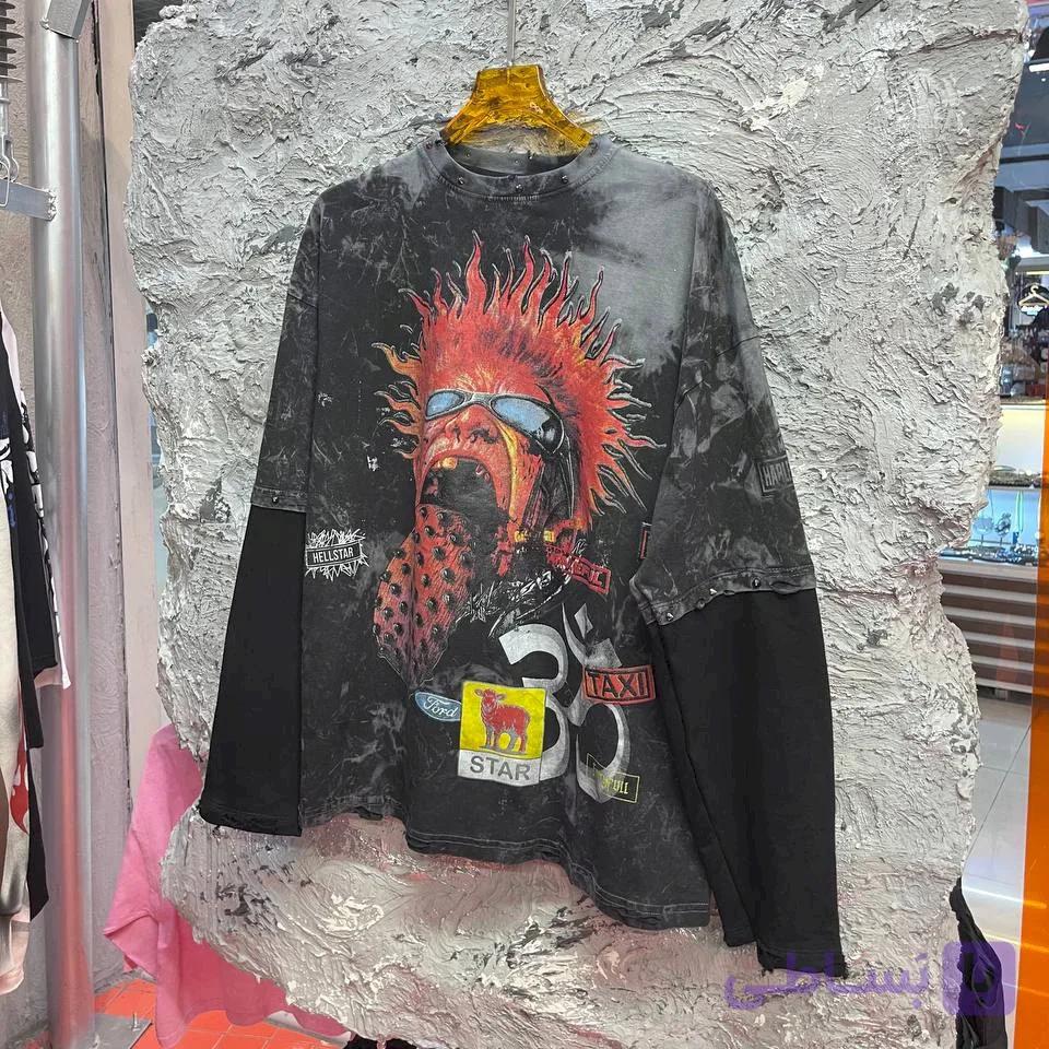 تیشرت دورس لانگ اسلیو طرح Punk Rider | دورس دو نخ وارداتی — تصویر 1