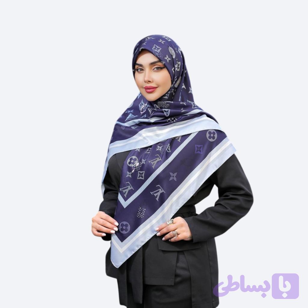 روسری ابریشم توییل قواره 125 طرح گلدسته - ۲ رنگ