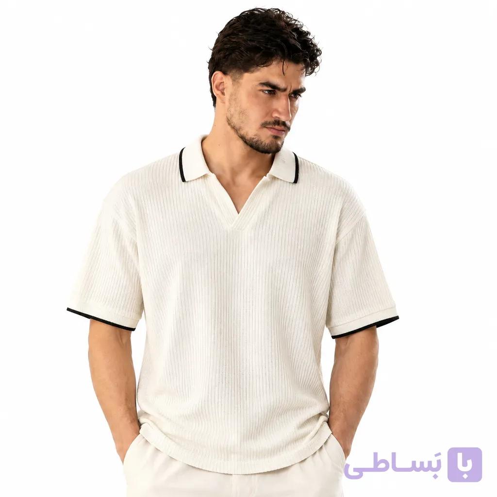 پیراهن پلوشرت آستین کوتاه مردانه زارا (ZARA) مدل کبریتی ریزبافت جذب با لبه‌های کنتراست — تصویر 1