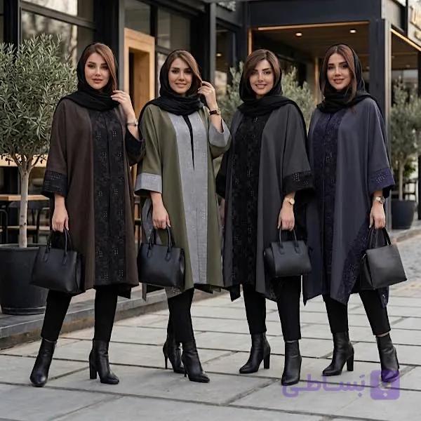 مانتو عبایی پاییزه کاوالی و مخمل ژاکارد مدل ۰۵۱۴ — تصویر 1
