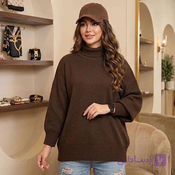 پلیور بافت بیسیک یقه اسکی لش اورسایز مدل بلوط — تصویر 1