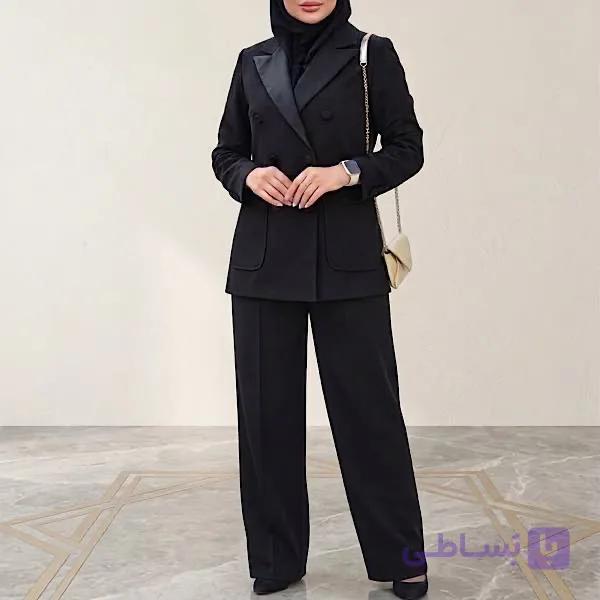 کت و شلوار مجلسی بغل ساتن مدل سایدا — تصویر 1