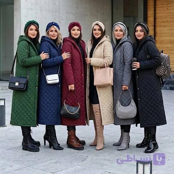 کاپشن بلند زمستانه زنانه مدل آسمان — تصویر 1