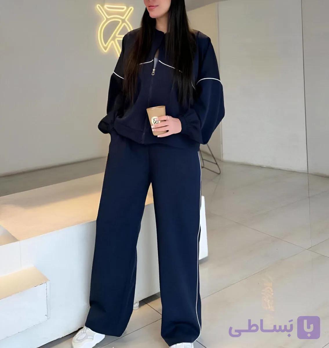 ست سوییشرت و شلوار دبل کرپ زنانه