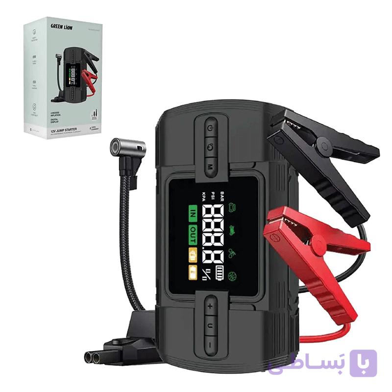 جامپ استارتر،کمپرسور باد و پاوربانک 12000خودرو گرین لاین Green Lion 12V Jump Starter GN12VJUSTBK — تصویر 1