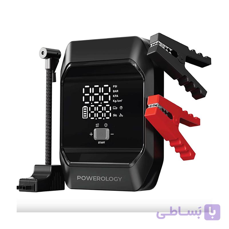 جامپ استارتر و پاوربانک 10000 و کمپرسور باد خودرو پاورولوژی Powerology PWKF03MBK — تصویر 1