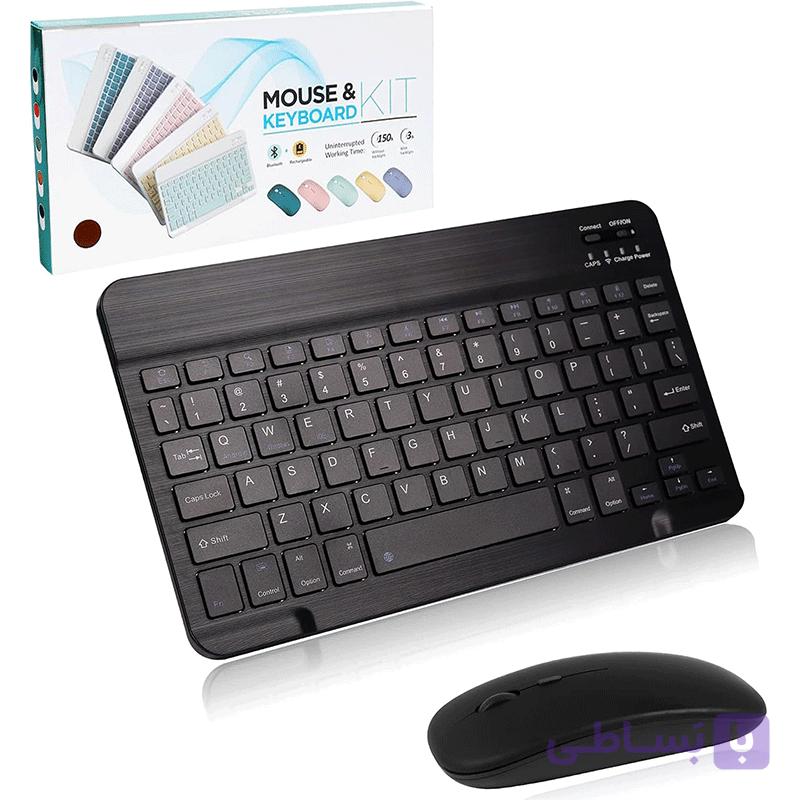 کیبورد و ماوس بلوتوثی شارژی مناسب موبایل، تبلت و لپ‌تاپ rechargeable wireless bluetooth keyboard and mouse combo — تصویر 1