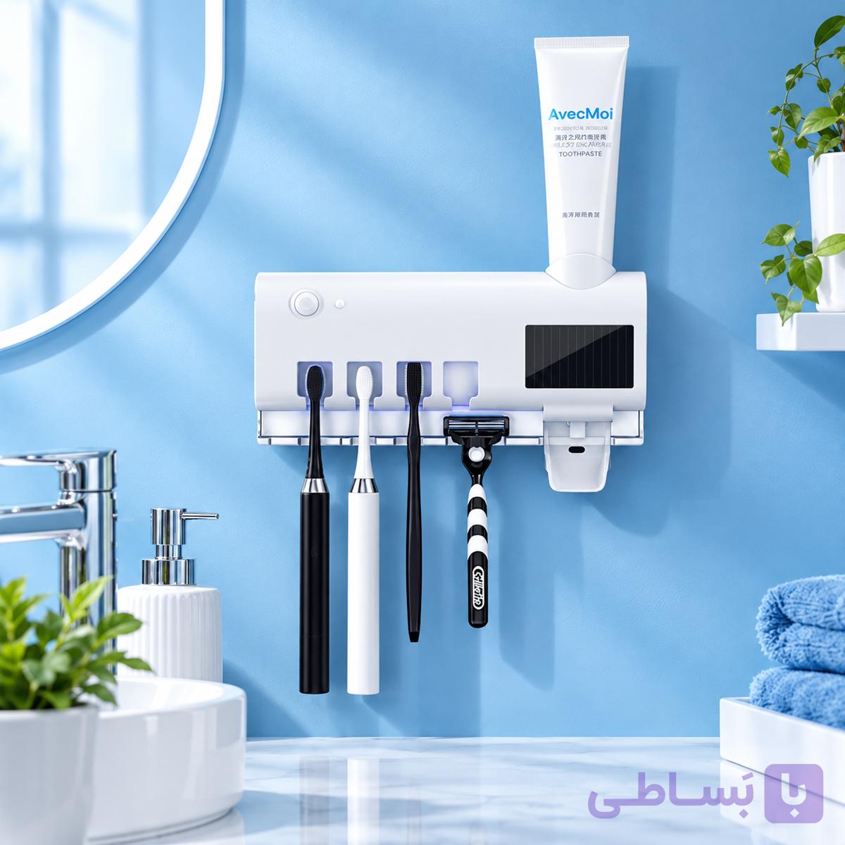 جامسواکی ضدعفونی کننده مسواک UV مدل 5588 | شارژی و خورشیدی با خمیردندان ریز — تصویر 1