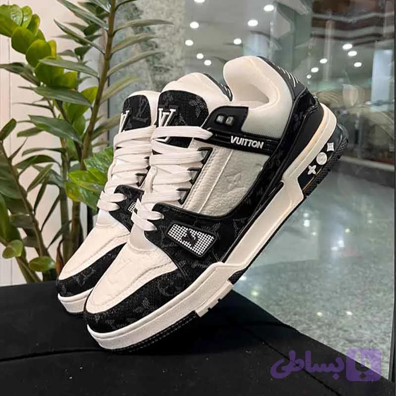 کتونی لویی ویتون مشکی سفید کد S610 مدل Louis Vuitton black White