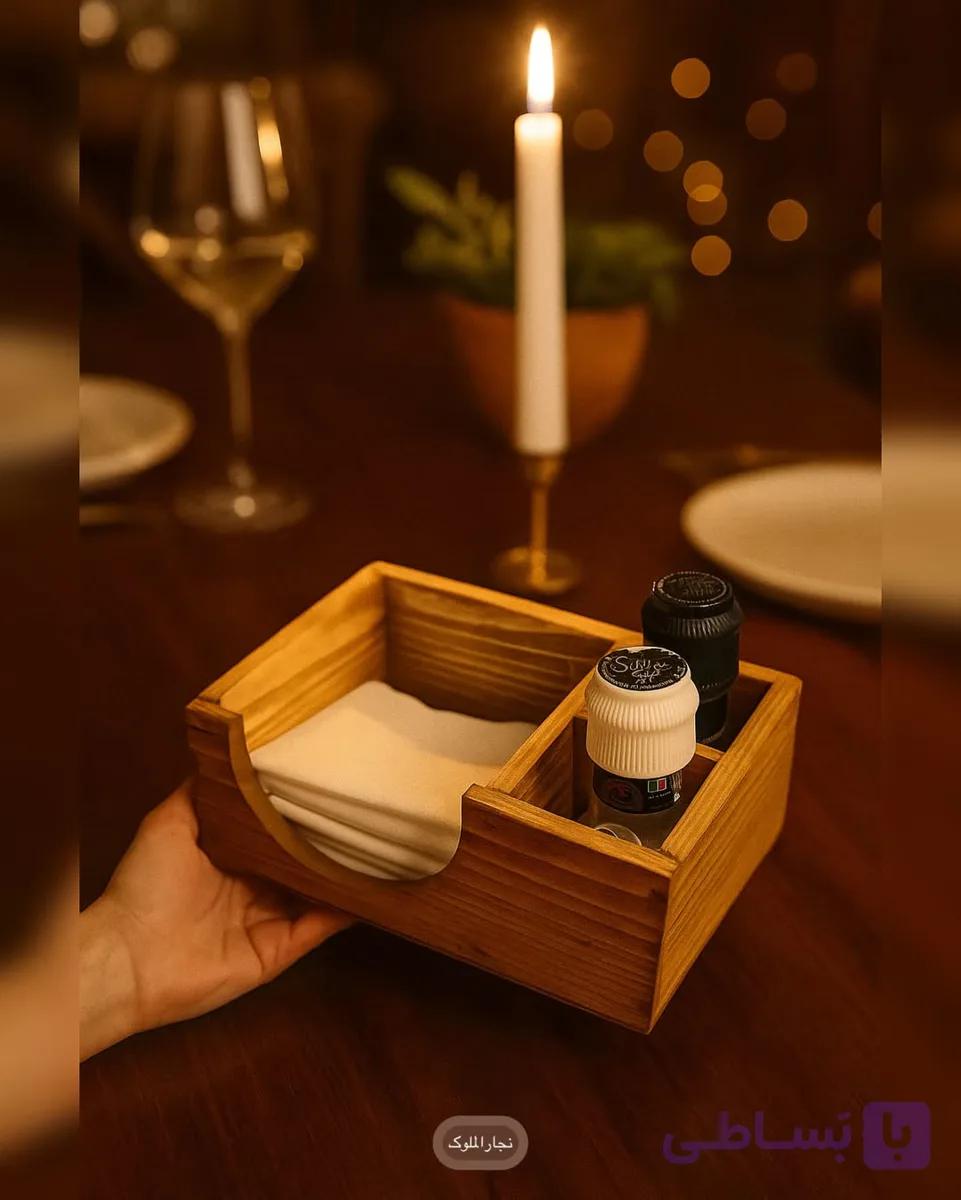 جای ادویه و دستمال چوبی