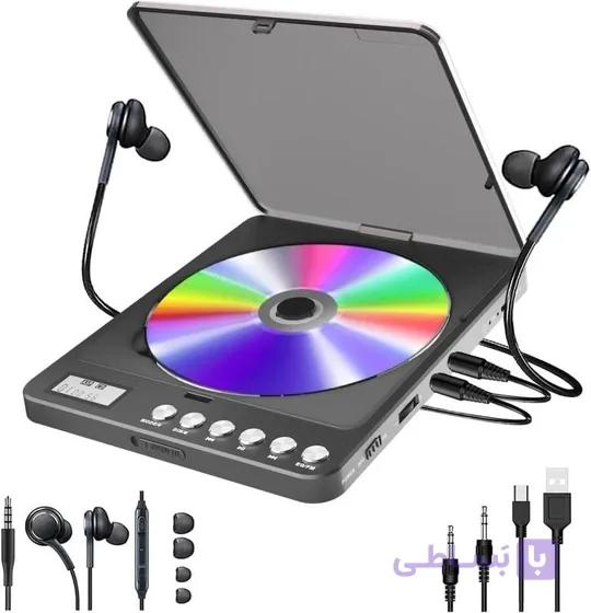 پخش‌کننده CD قابل حمل CCHKFEI با بلوتوث، اسپیکر و باتری شارژی ۲۰۰۰ میلی‌آمپرساعت — تصویر 1