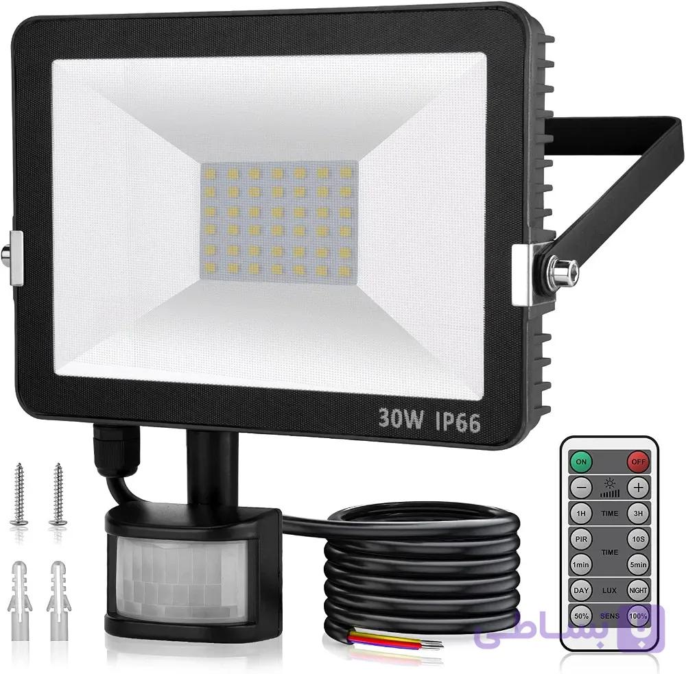 پروژکتور LED RGB فضای باز 30 وات IP66 با سنسور حرکتی و کنترل از راه دور — تصویر 1