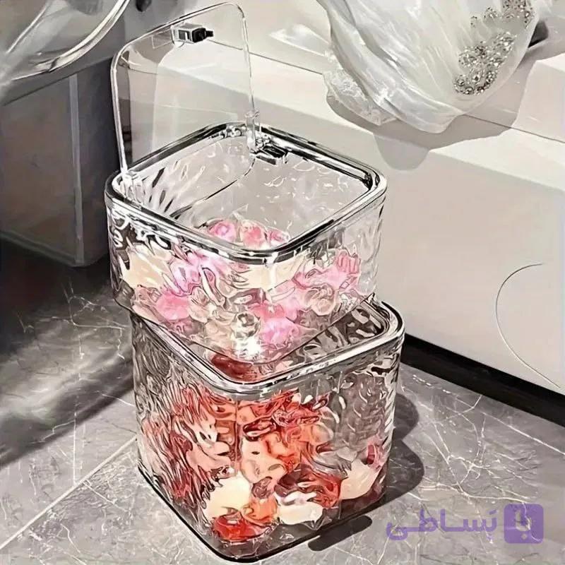 سطل رومیزی مربع دور نقره ای