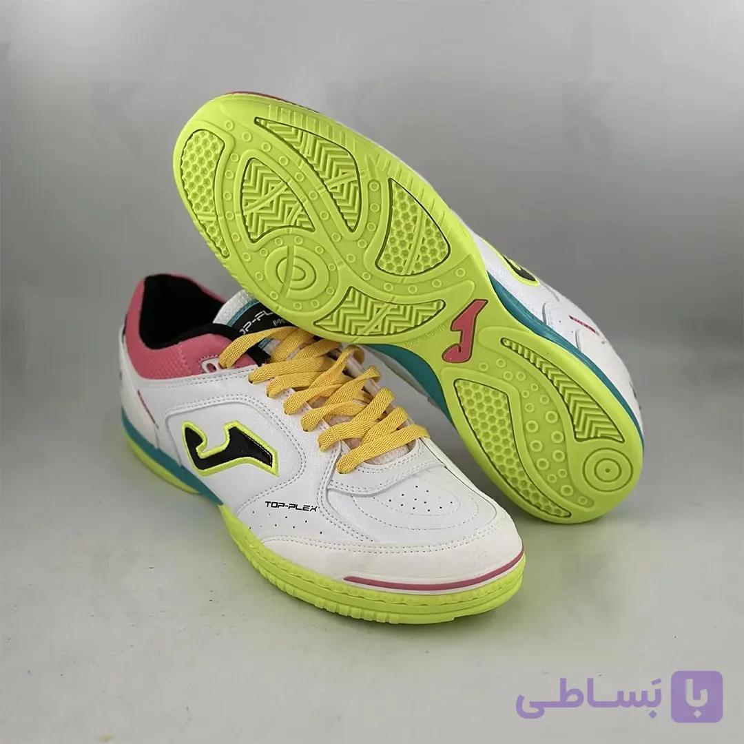 کفش فوتسال جوما تاپ فلیکس سفید صورتی زرد — تصویر 1