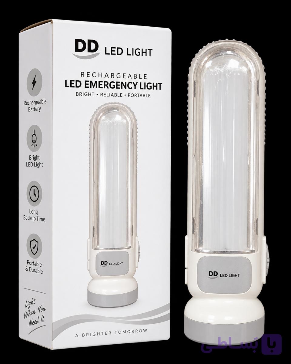 چراغ اضطراری شارژی DP LED LIGHT مدل DP-7102B با باتری لیتیوم 18650 ارتقایافته و محافظ شارژ