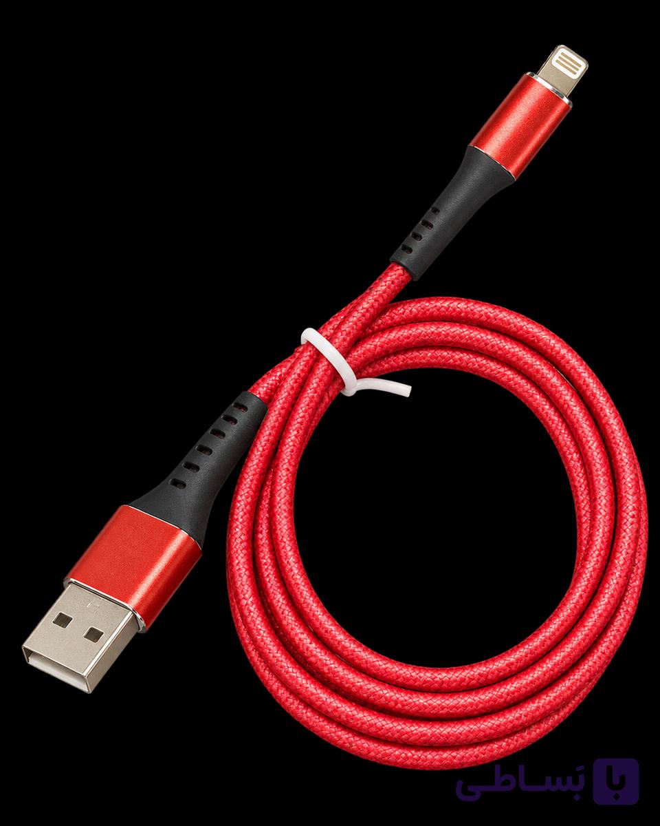 کابل شارژ آیفون USB به لایتنینگ مدل کنفی رنگ قرمز با کانکتور فلزی