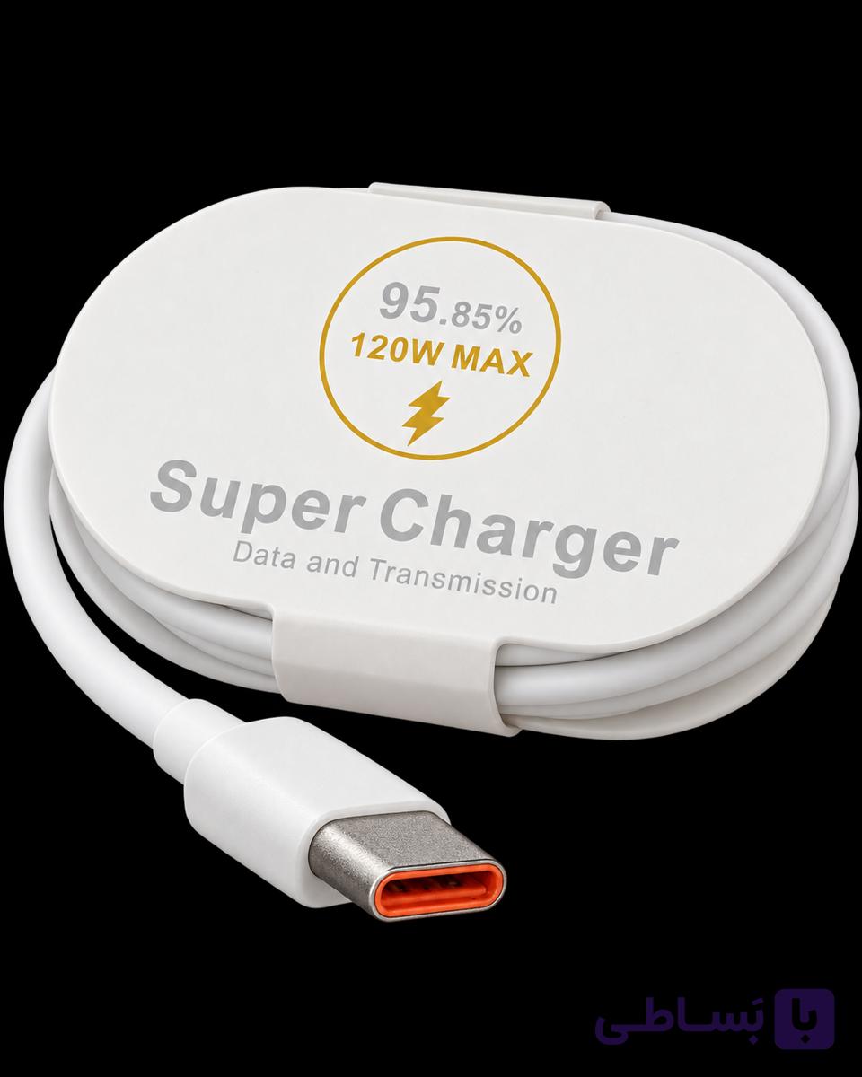 کابل شارژ سریع تایپ سی 120 وات مدل Super Charger با قابلیت نمایش اعشاری شارژ در گوشی‌های شیائومی