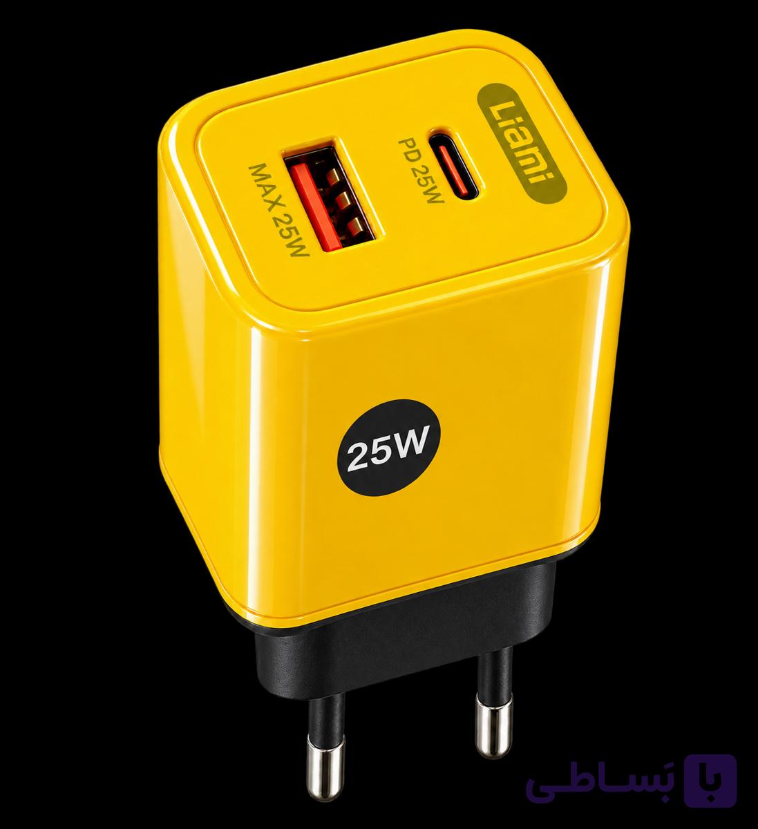 شارژر دیواری لیامی مدل CLH-M91 توان 25 وات با خروجی USB و Type-C