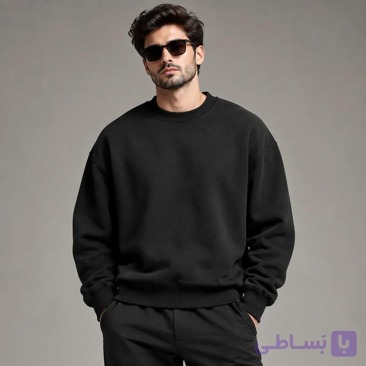 سویشرت اسپان دورس مشکی سان تیشرت کد 2002 | از سایز L تا XXL - سان تیشرت