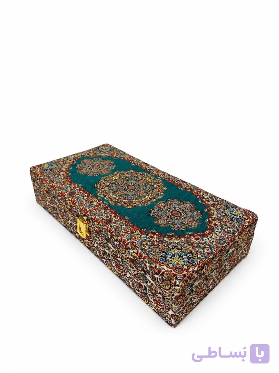 جعبه پذیرایی ترمه مدل T02 طرح افراز سبز ۶ خانه — تصویر 1