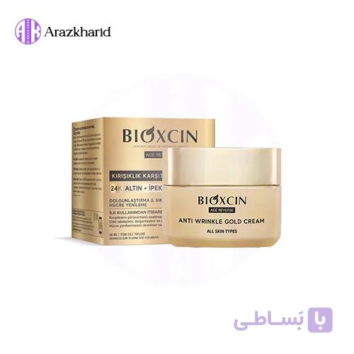 کرم ضد چروک طلایی بیوکسین مدل GOLD CREAM حاوی پودر طلا و پروتئین ابریشم حجم 50 میل — تصویر 1
