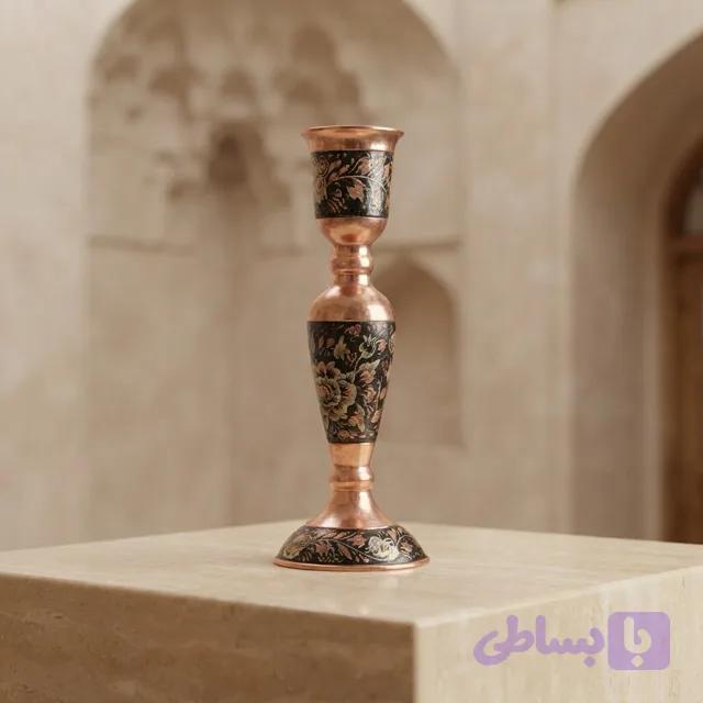 جفت شمعدان نقره قلم‌کوب ۲۰ سانتی‌متری — تصویر 1