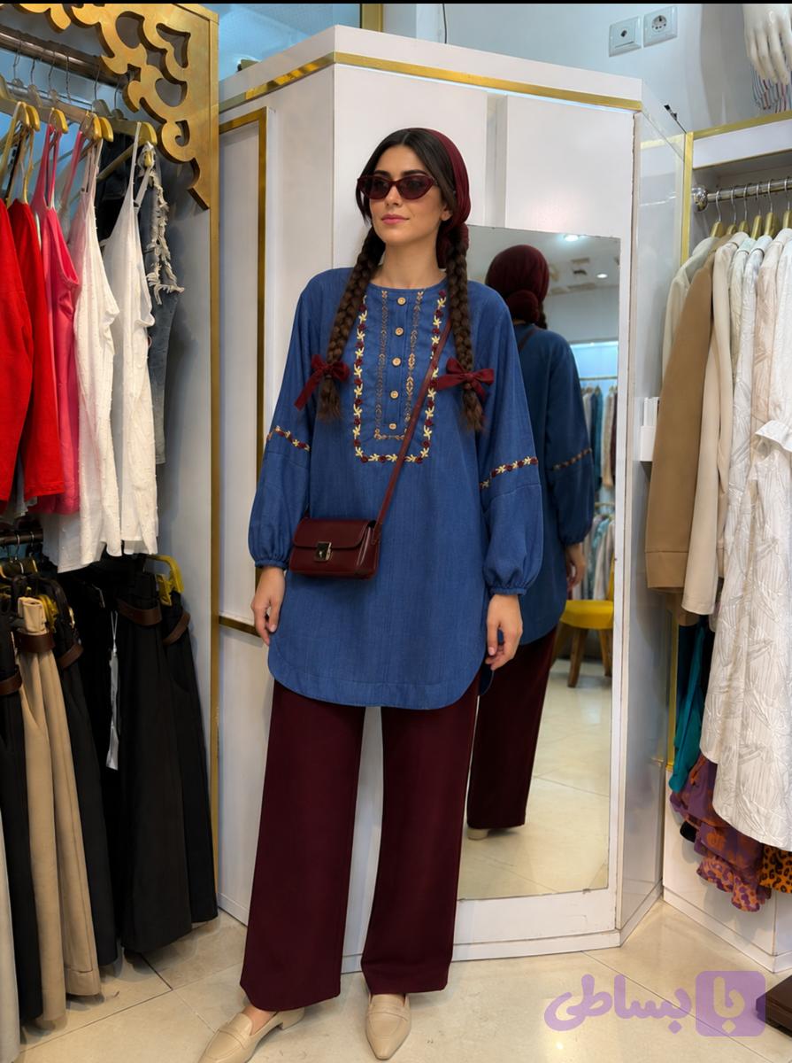 تونیک گلدوزی شده طرح سنتی نخی