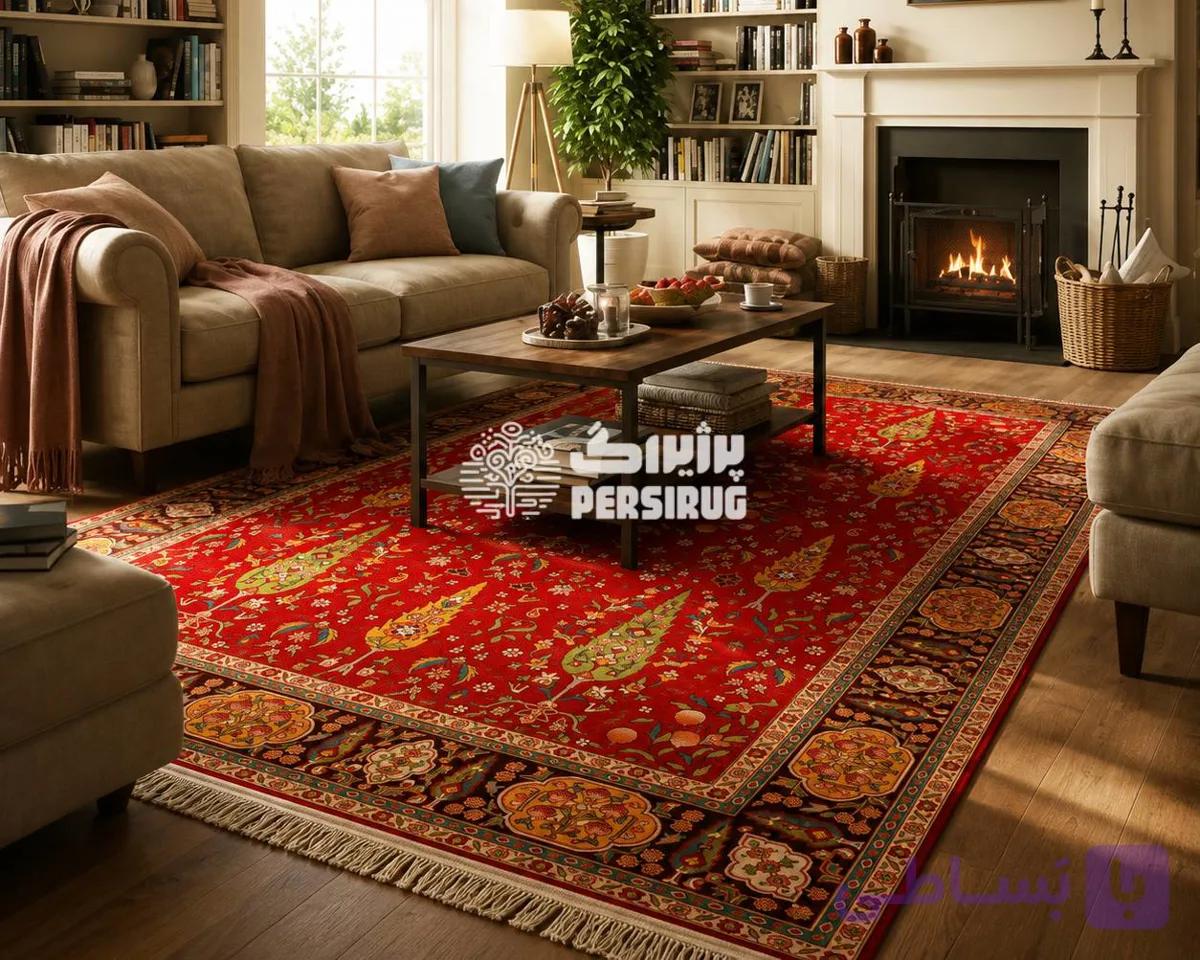 فرش ماشینی ترنج اناری — تصویر 1