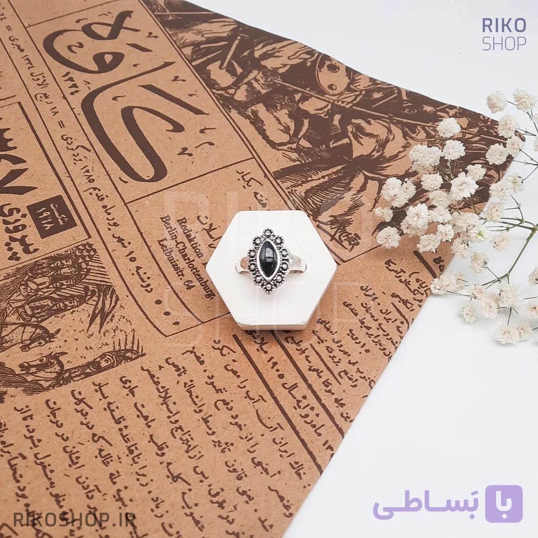 انگشتر سیاه قلم نگین مشکی