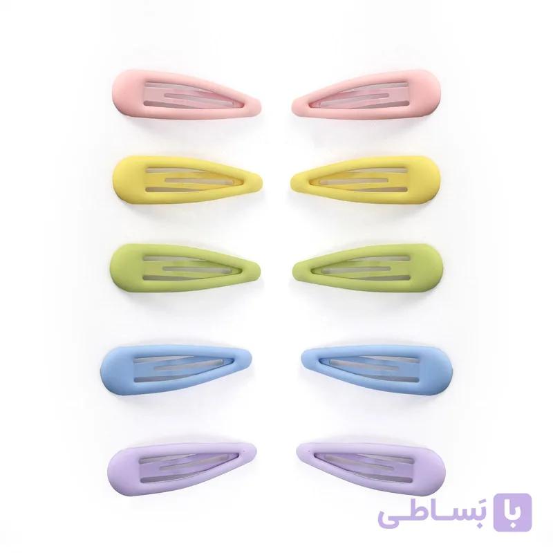 گیره مو زنانه مدل تق تقی پاستیلی مات کد 108000631 بسته 10 عددی — تصویر 1