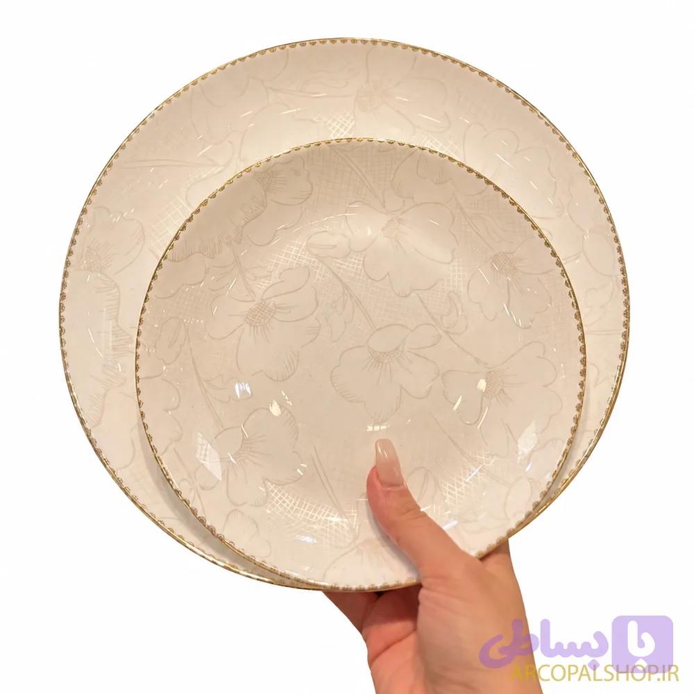 سرویس غذاخوری ۶ نفره ۲۶ پارچه نیلوفری دوررنگ سبز پارادایس و سفید — تصویر 1
