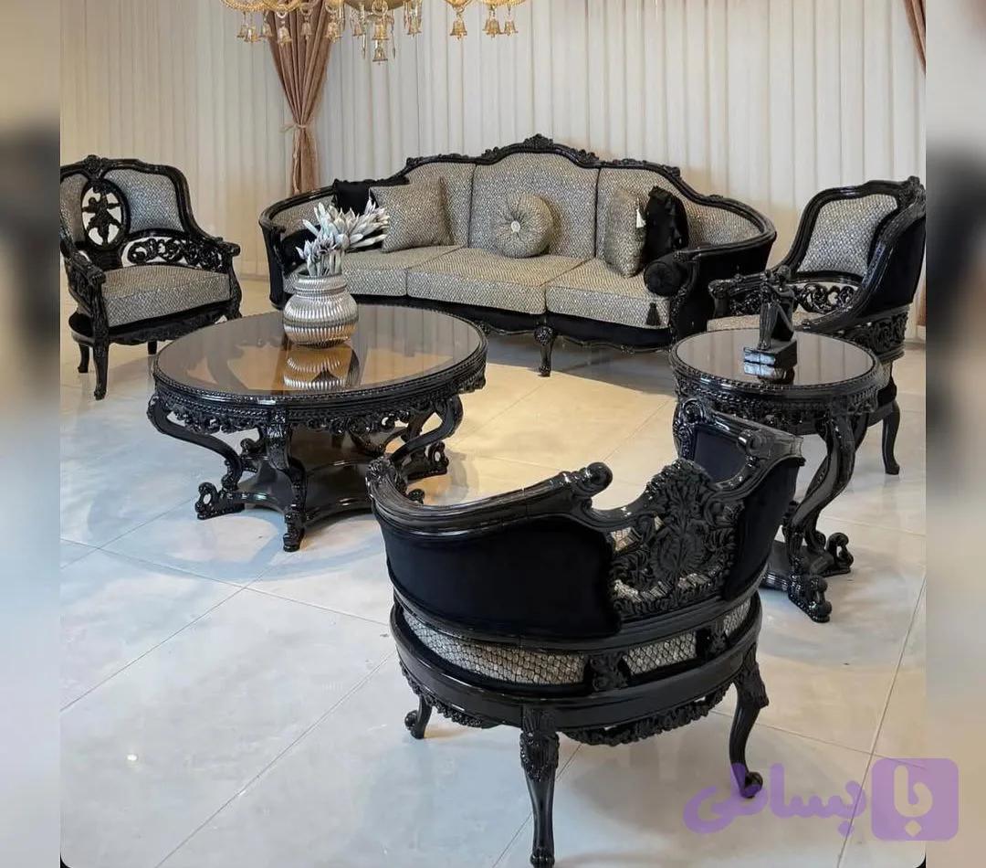 مبل ترکیبی ورساچه ۹ نفره تمام چوب راش مدل کلاسیک