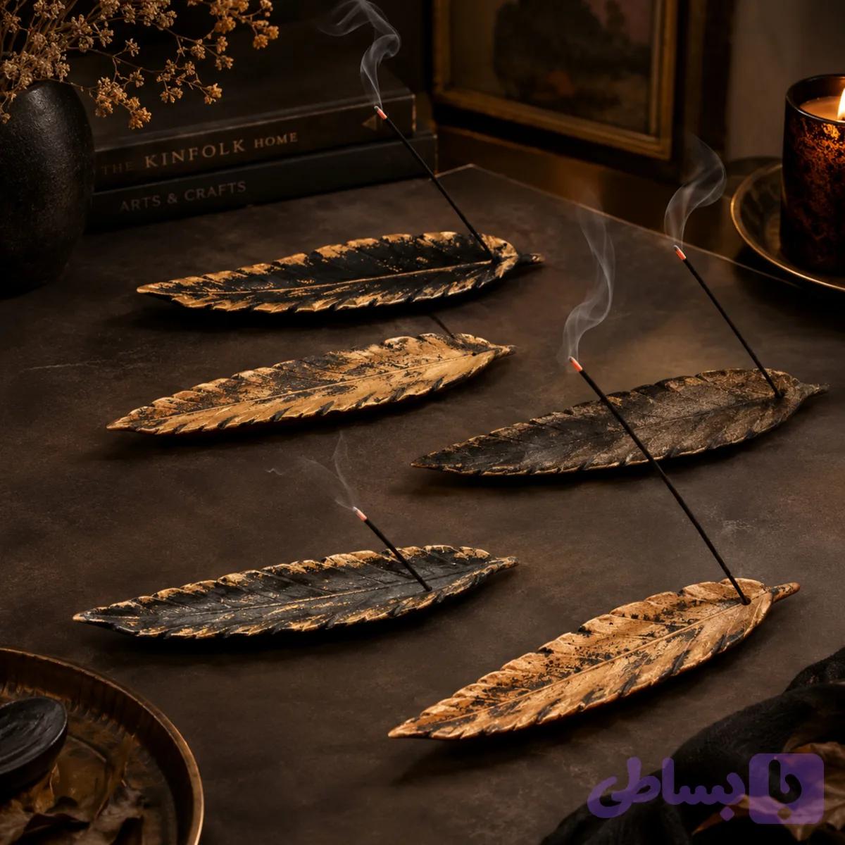 جاعودی دکوراتیو برگ پتینه مشکی و طلایی