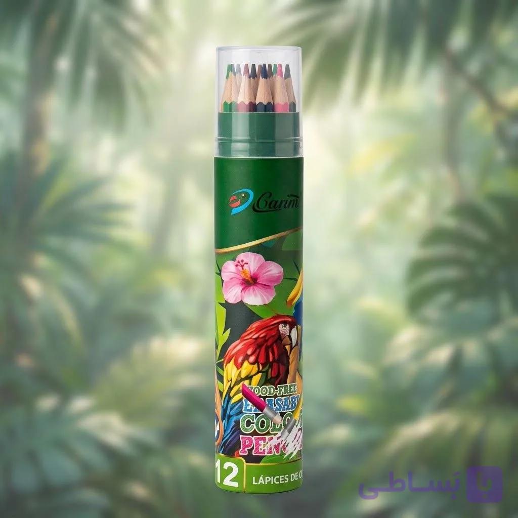 مداد رنگی ۱۲ عددی استوانه‌ای برند Carim — تصویر 1