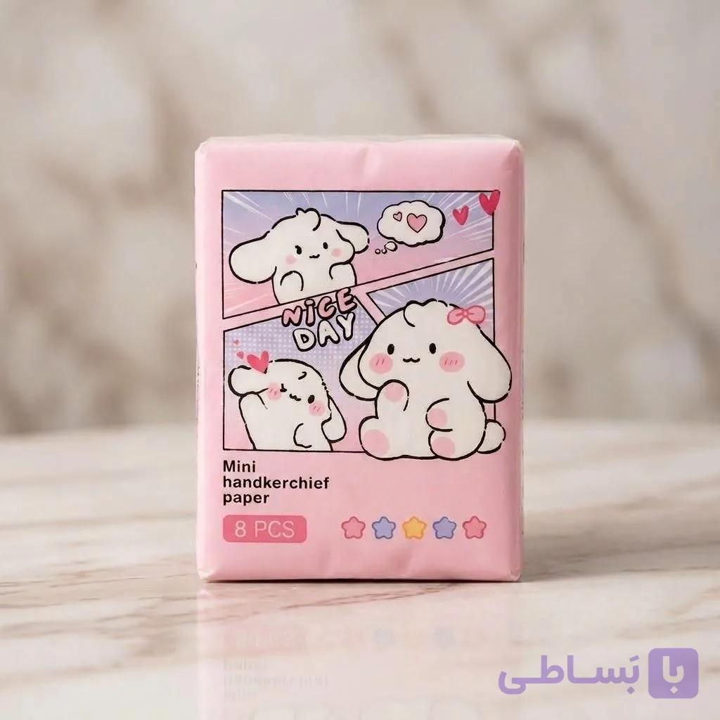 دستمال کاغذی جیبی مینی با طرح فانتزی و جذاب هاپوی صورتی — تصویر 1