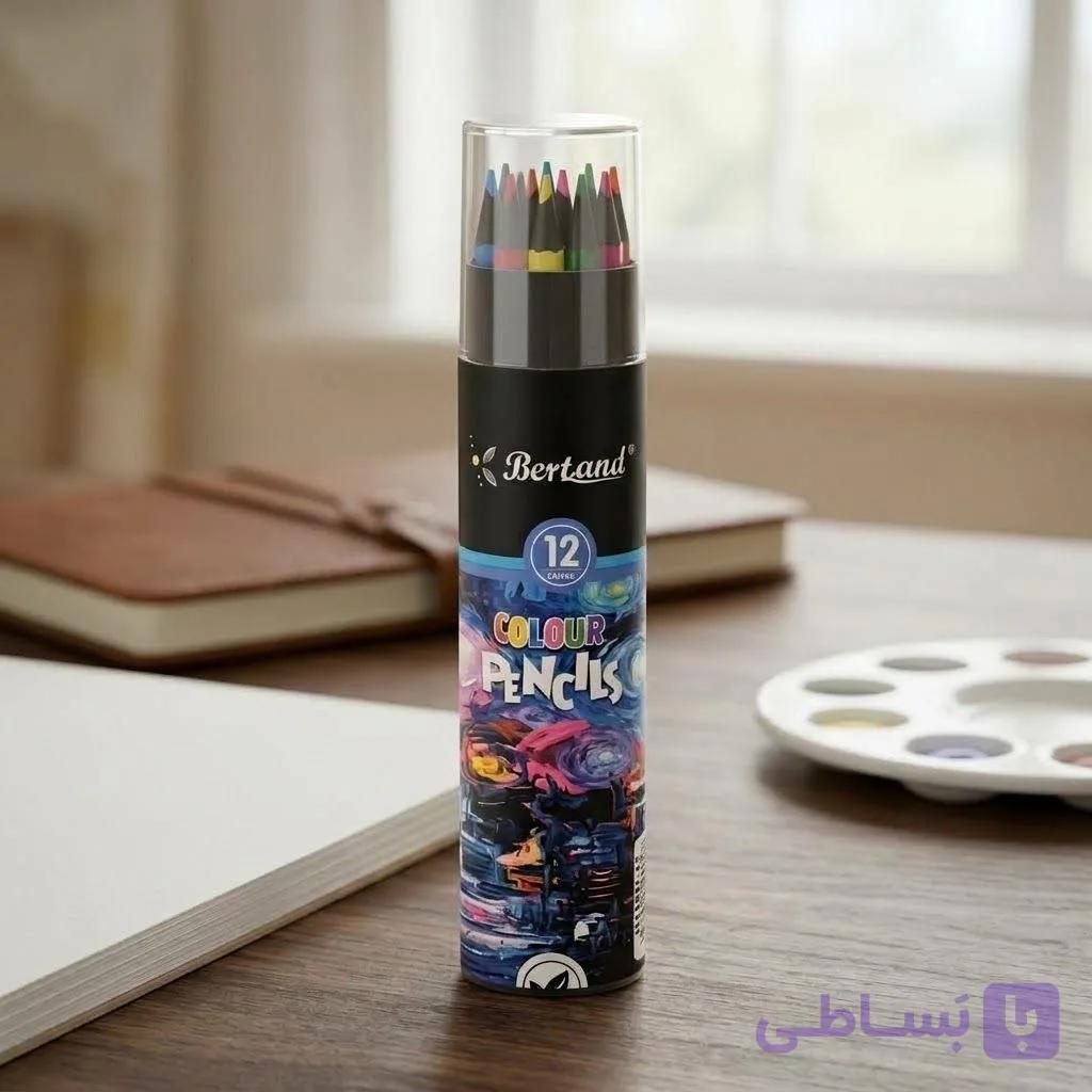 مداد رنگی ۱۲ عددی استوانه‌ای برند Bertand — تصویر 1