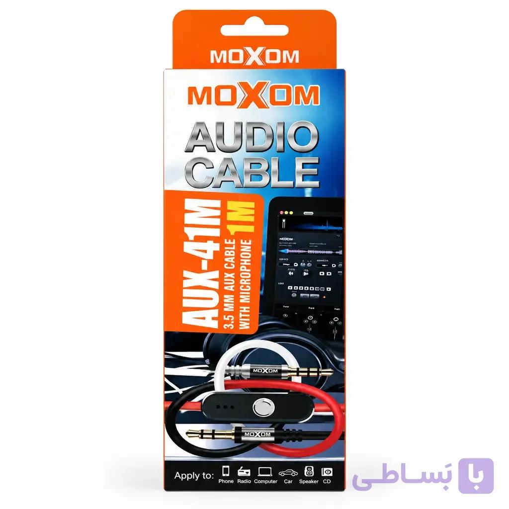 خرید کابل AUX میکروفن دار موکسوم مدل MOXOM AUX-41M اورجینال — تصویر 1
