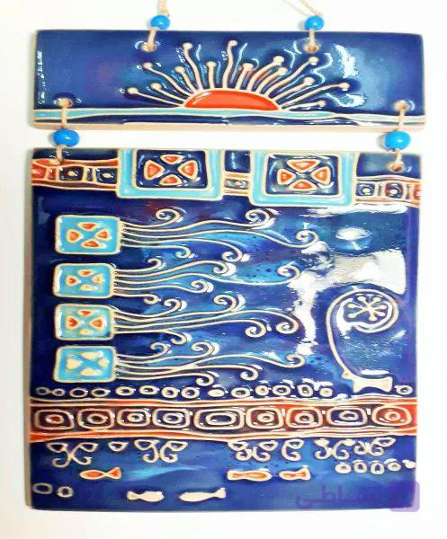 آویز سرامیکی طرح دوتکه سورمه ای