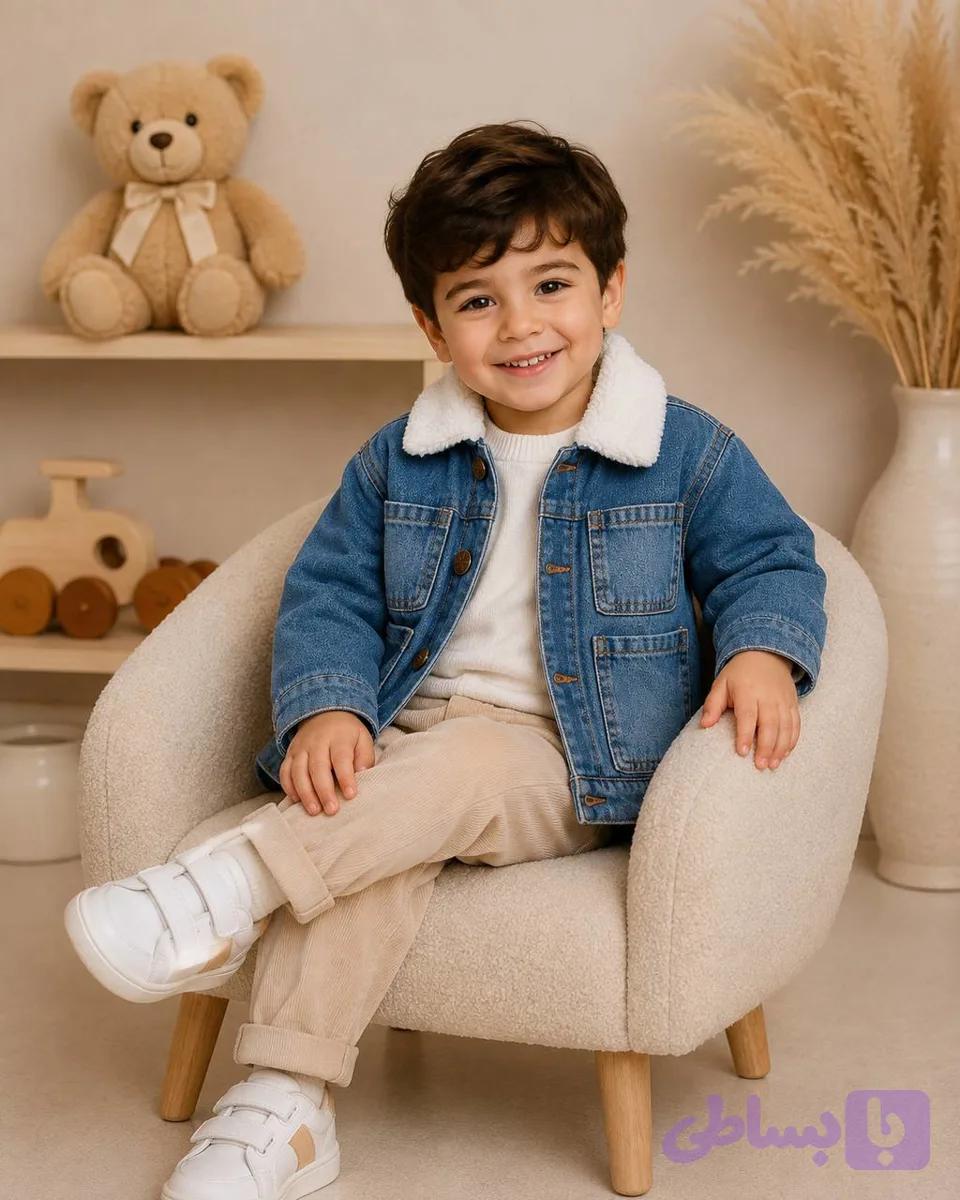 کاپشن جین پسرانه داخل تدی