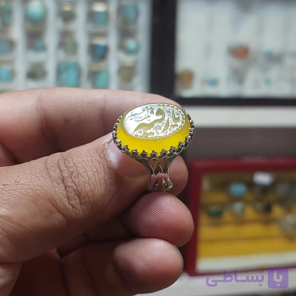 انگشتر شرف شمس حکاکی یا رقیه بنت الحسین (س)؛ رکاب نمادین نیزه کد 2382