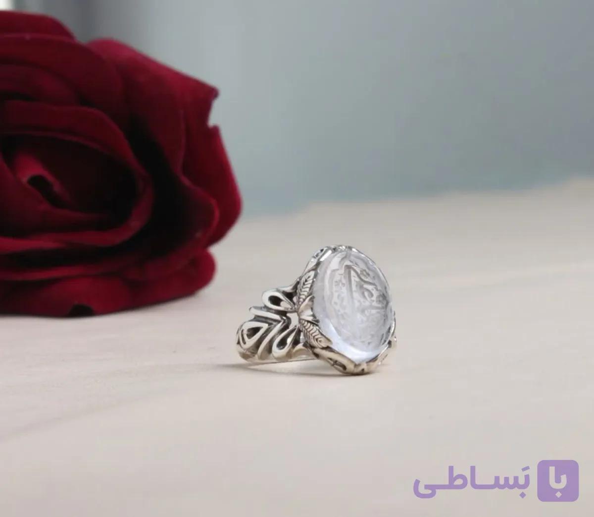 <خرید انگشتر در نجف اصل با حکاکی «یا علی» و رکاب برگی کد 2451