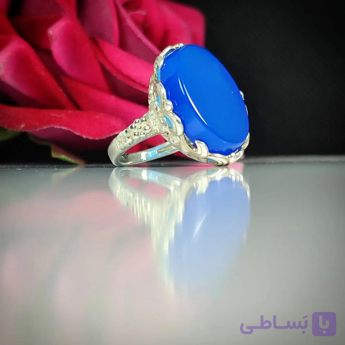 انگشتر عقیق ابی زنانه کد 5243 — تصویر 1
