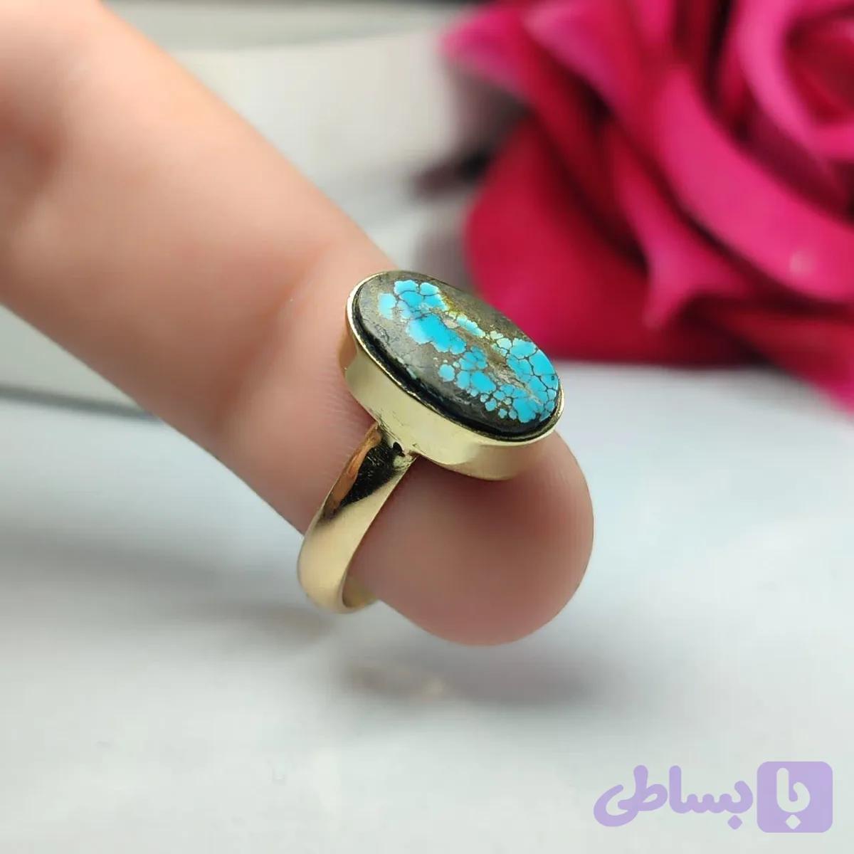 انگشتر فیروزه نیشابوری طلاروس زنانه: تجلی زیبایی، اصالت و شکوه کد 3778 — تصویر 1
