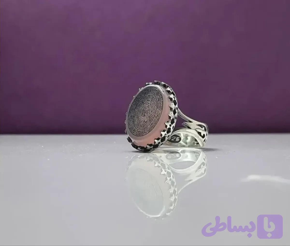 انگشتر عقیق سوسنی گنجینه ایات رکاب آلیاژی باکیفیت کد 3723