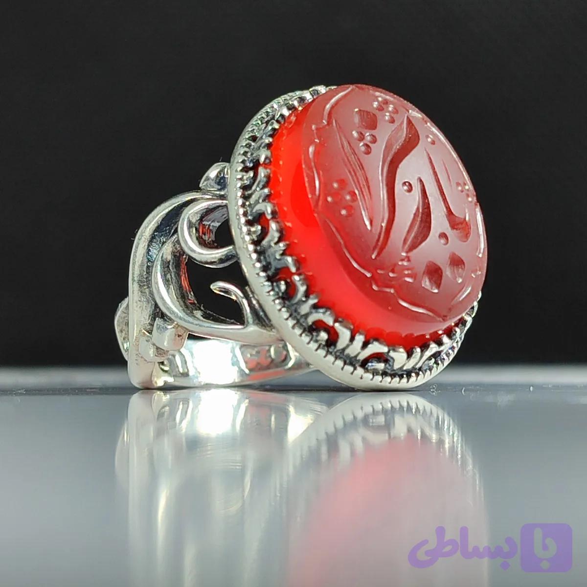انگشتر عقیق قرمز رکاب آلیاژی باکیفیت کد 3698