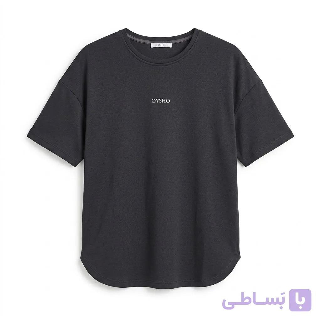 تیشرت زنانه وارداتی برند اویشو Oysho رنگ خاکستری طوسی