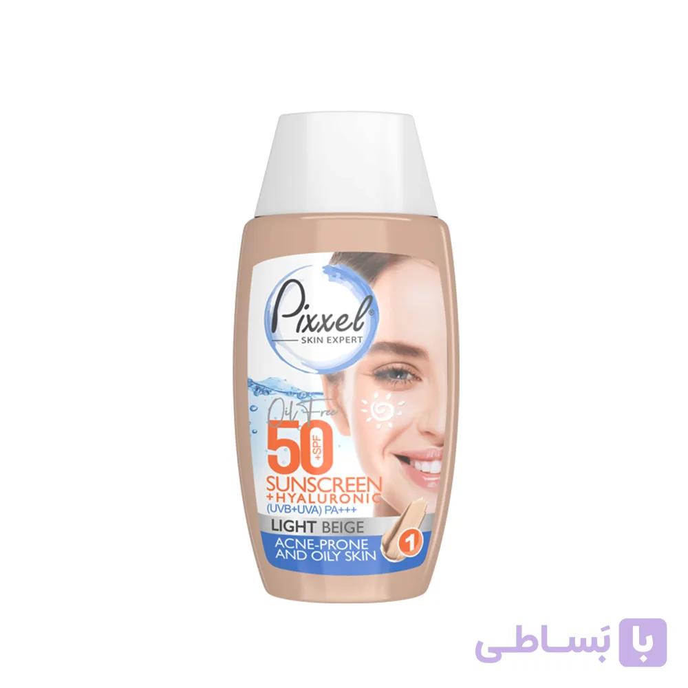کرم ضدآفتاب رنگ بژ طلایی مناسب پوست جوشدار و چرب پیکسل