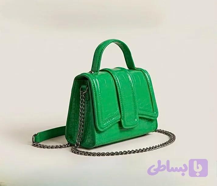 کیف دوشی سبز چرم وارداتی — تصویر 1