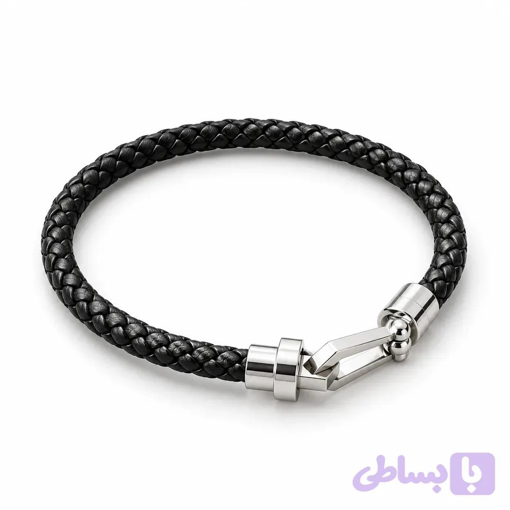 دستبند مردانه طرح فرد Force 10 مشکی با قفل فلزی نقره‌ای — تصویر 1